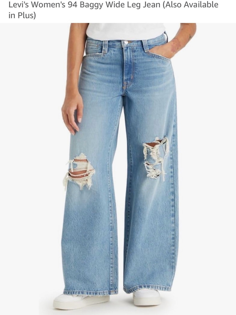 Worn once! Levi's Light Blue Wide Leg Distressed Jeans